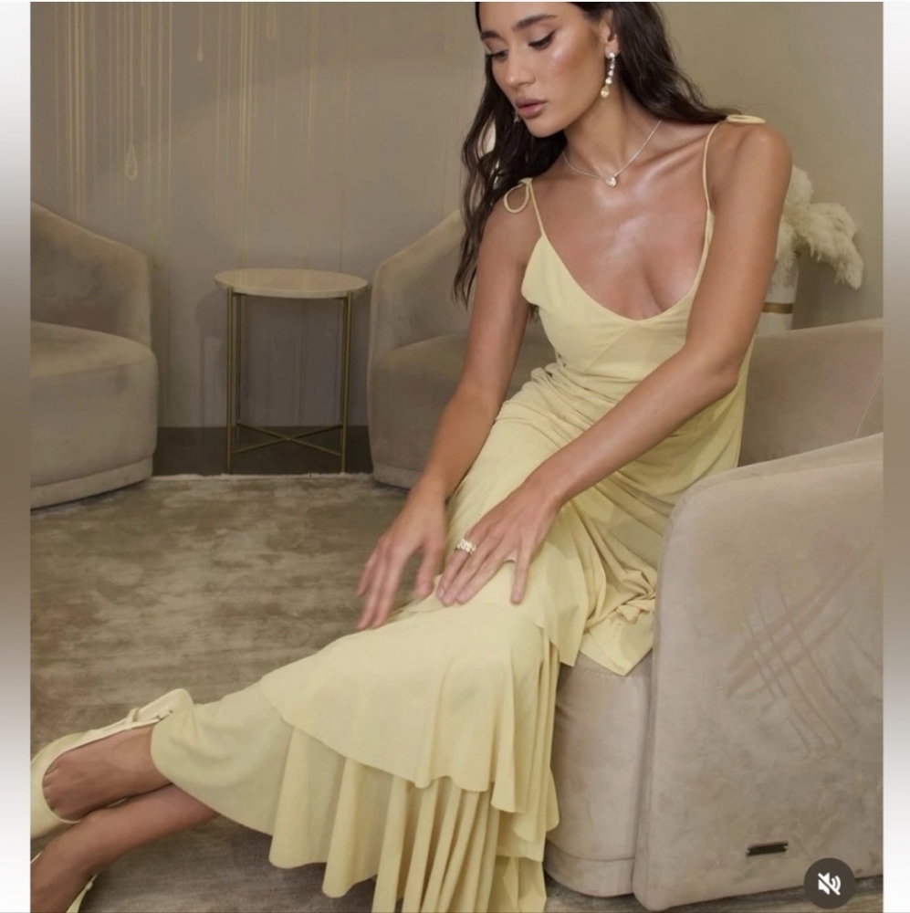 Zara  Ruffled Maxi Dress Yelliw Size S - Picture 7 of 16